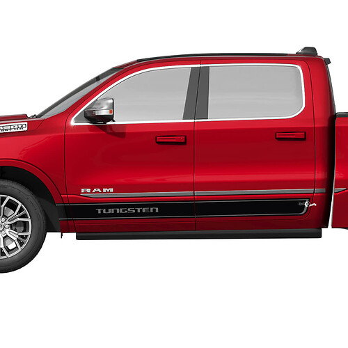 Rocker Side Rocker Tungsten Stripes en vinyle Stickers Stickers Graphiques pour Dodge Ram 1500

