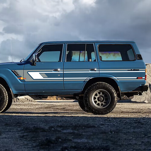 Autocollants en vinyle à rayures rétro pour portes latérales, autocollants pour Toyota Land Cruiser 1988
