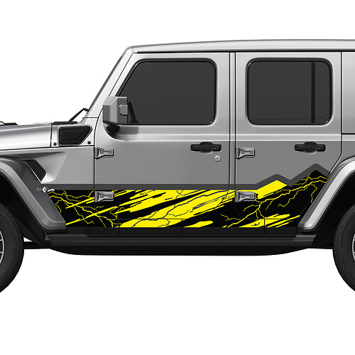 Camo Mountains Lightning Wrap côté portes côté vinyle autocollant ajuster Jeep Wrangler
