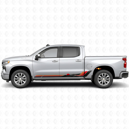 Bandes vinyles rétro vagues montagne porte et bas de caisse pour Chevrolet Silverado 1500 T1XX 2019-2026_1
