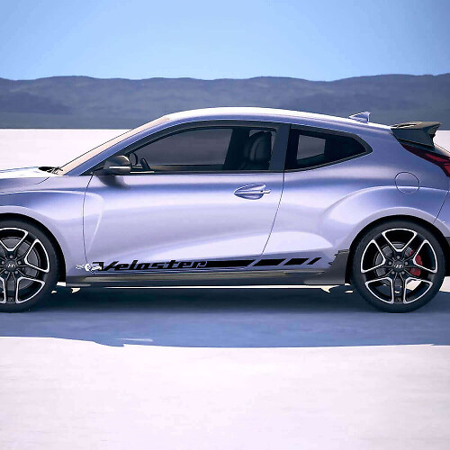 Kit d’autocollants vinyle à bandes latérales à damier pour Hyundai Veloster_1