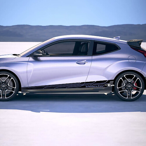 2x portes côté ailes de course rayures en vinyle autocollants autocollants ajustement à Hyundai Veloster
