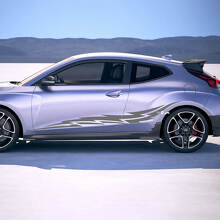 2x portes côté ailes de course rayures en vinyle autocollants autocollants ajustement à Hyundai Veloster
 2