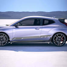 2x Autocollants vinyles bandes de course latérales de porte adaptés à Hyundai Veloster 2