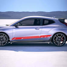 2x Autocollants vinyles bandes de course latérales de porte adaptés à Hyundai Veloster 3