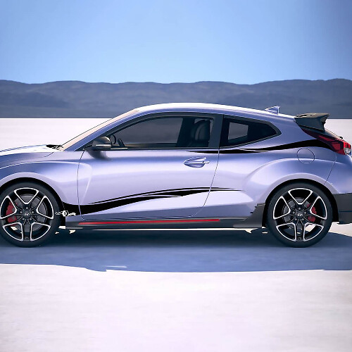 2x portes côté tribale de course tribale autocollants en vinyle autocollants ajustement à Hyundai Veloster
