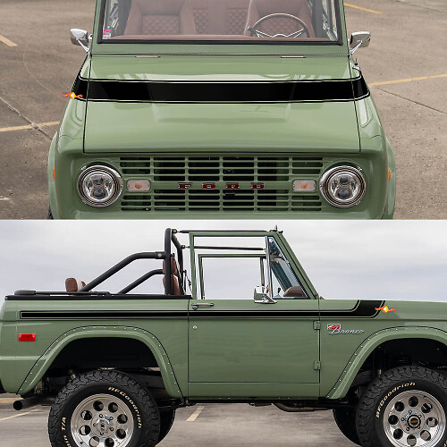 Autocollants vinyles à rayures latérales et de capot style rétro pour Musclecar Horse 1968
