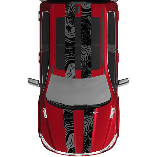 Doublées Topographic Map Topography Vinyl Decals Stickers Graphiques pour Dodge Ram 1500 Tungstten
