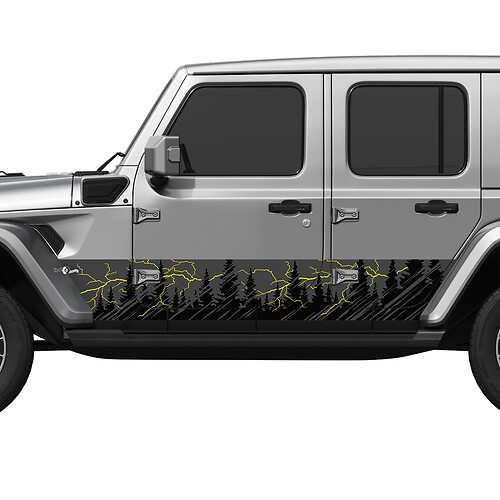 Montagnes Arbres Lightning Splash Wrap côté portes latérales en vinyle autocollant ajuster Jeep Wrangler
