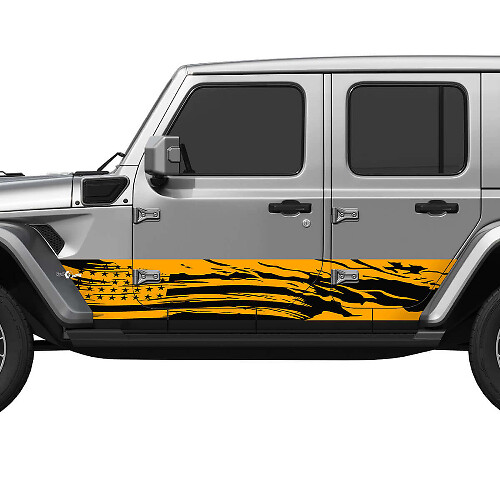 Autocollant en vinyle décoratif US Drapeau usé Splash pour portes latérales Jeep Wrangler