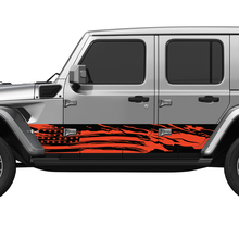 US Patriotique Flag en détresse Splash Wrap côté portes latérales en vinyle autocollant ajuster Jeep Wrangler
 2