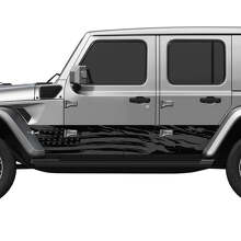 Autocollant en vinyle décoratif US Drapeau usé Splash pour portes latérales Jeep Wrangler 3