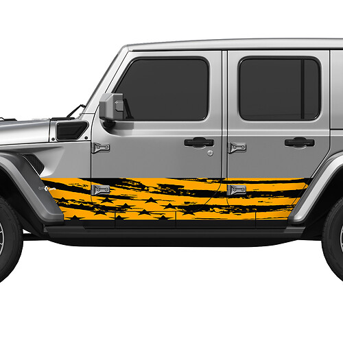 US Patriotique Flag en détresse Splash Wrap côté portes latérales en vinyle autocollant ajuster Jeep Wrangler 2

