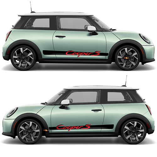 Mini Cooper S Side Stripe Lettring Porsche Style Graphics Decal
