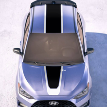 Hood and Roof Central Racing Stripes en vinyle Autocollants autocollants ajustement à Hyundai Veloster
 2