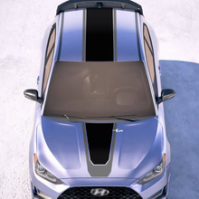 Hood and Roof Central Racing Stripes en vinyle Autocollants autocollants ajustement à Hyundai Veloster
 3