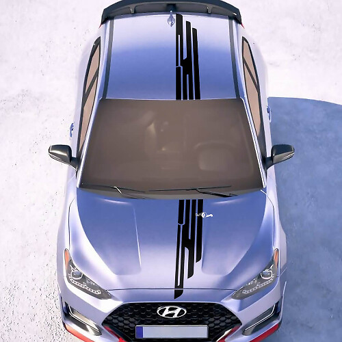 Capot et toit Bande centrale Racing Wing Autocollants Vinyle Décalcomanies adaptés à Hyundai Veloster 2
 1