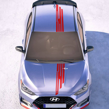 Hottes et toit Central Wing Racing Stripes en vinyle Autocollants autocollants ajustement à Hyundai Veloster 2
 3
