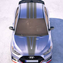 Hood and Roof Central V Racing Stripes en vinyle Autocollants autocollants ajustement à Hyundai Veloster
 3