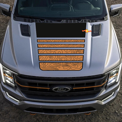 Ford F-150 Tremor Pickup Hood Central Graphics Topographic Map Ford Vinyl Decs 2 Couleurs
