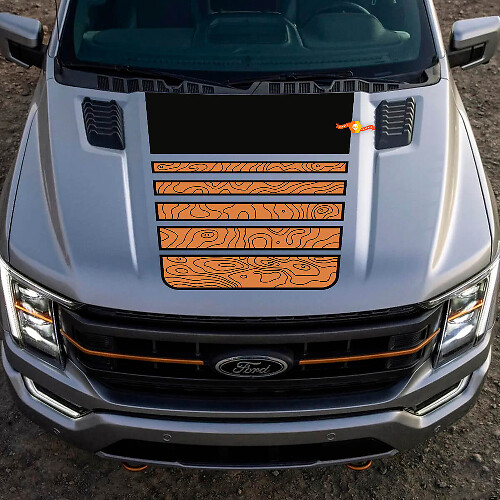 Autocollant Vinyle Bandes de Capot Carte Topographique pour Musclecar Truck Tremor