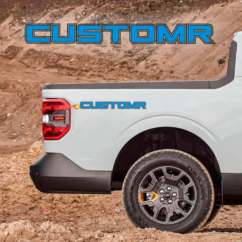 CUSTOMR Blue Double Outline Lettering Pair Côté de benne Autocollant vinyle pour Ford F-250