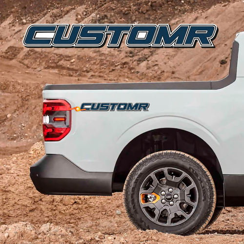 CUSTOMR Navy Italic Double Outline Lettering Pair Côté de benne Autocollant vinyle pour Ford F-250