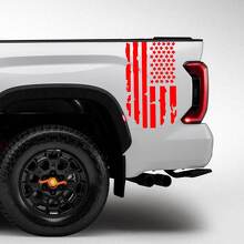 Autocollants en vinyle à rayures Grange déchirées sur le côté du lit avec logo drapeau USA pour Toyota Tundra 2