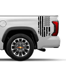 Autocollants en vinyle à rayures Grange déchirées sur le côté du lit avec logo drapeau USA pour Toyota Tundra 3