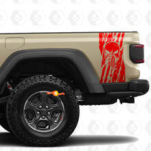 Jeep Gladiator USA drapeau du drapeau détruit des autocollants Punisher décalcomanies en vinyle graphique tailgate lit en vinyle autocollants décalcomanies
 2