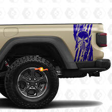 Jeep Gladiator USA drapeau du drapeau détruit des autocollants Punisher décalcomanies en vinyle graphique tailgate lit en vinyle autocollants décalcomanies
 3