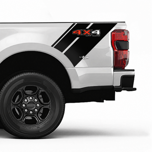 4X4 Off Road Diagonal Bed Stripe Pair Côté de benne Autocollant vinyle pour Ford F-350