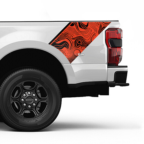 Ford Topographic Map Lit Stripes Side Kit Sticker Sticker Sticker Set Side Graphics
