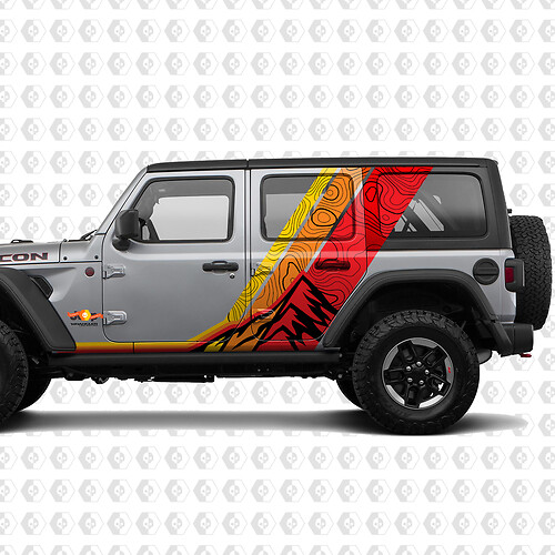 Carte topographique des montagnes rétro les portes latérales vintage kit de bande ajustement pour Jeep Wrangler
