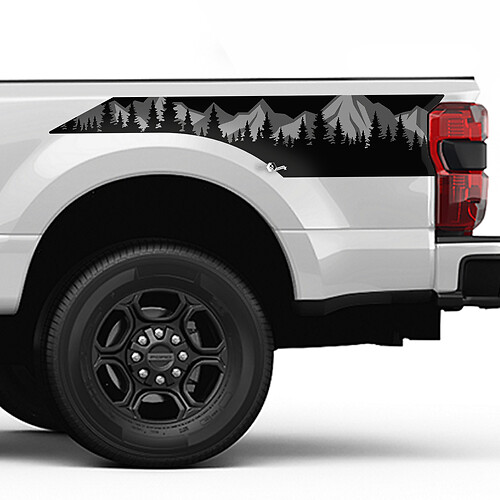 Montagnes et arbres Lit Stripes latérales Kit de décalcomanie autocollant en vinyle Set Graphiques latérales pour les camions Ford
