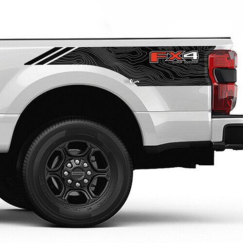 Montagnes et arbres Lit Stripes latérales Kit de décalcomanie autocollant en vinyle Set Graphiques latérales pour les camions Ford
