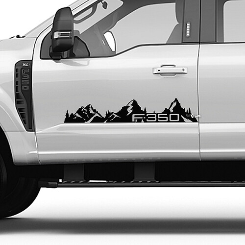 F350 MONTAGNES ARRES LIT Portes latérales rayures Kit de décalage Kit d'autocollant en vinyle Set Graphique latérale pour les camions Ford
