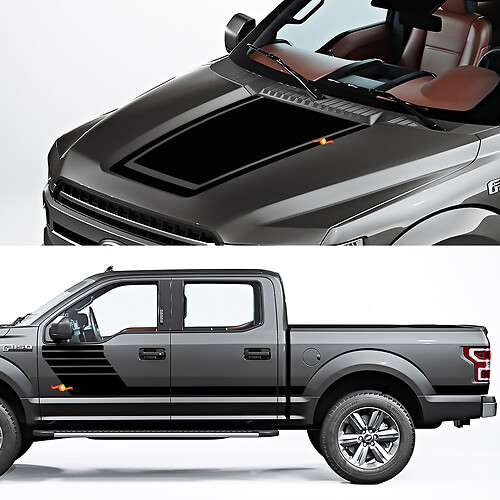 Panneau à bascule latérale et décalcomanie du capot ajustement graphique à Ford F150 Raptor Roush Package 2
