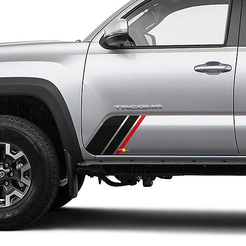 Stripes patrimoniales du panneau de bascule latérale autocollant de décalcomanie en vinyle pour Toyota Tacoma
