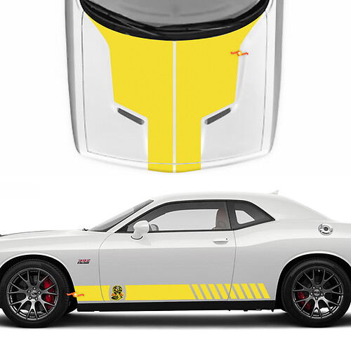 Décalcomanies latérales du capot pour Dodge Challenger Cobra Kai Style Vinyl Racing Decal Sticker
