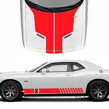 Autocollants vinyle de capot et latéraux style Racing Cobra Kai pour Dodge Challenger_3