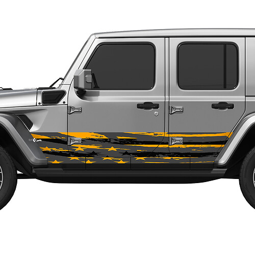 US Patriotique Flag en détresse Splash Wrap côté portes latérales en vinyle autocollant ajuster Jeep Wrangler 3
