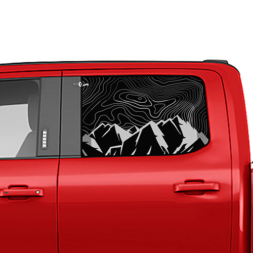 Graphiques d'autocollant en vinyle de la carte topographique des montagnes latérales pour les camions Ford
