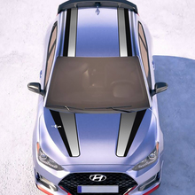 Hotte et toit Central Gradient Racing Stripes en vinyle Autocollants autocollants ajustement à Hyundai Veloster
 2