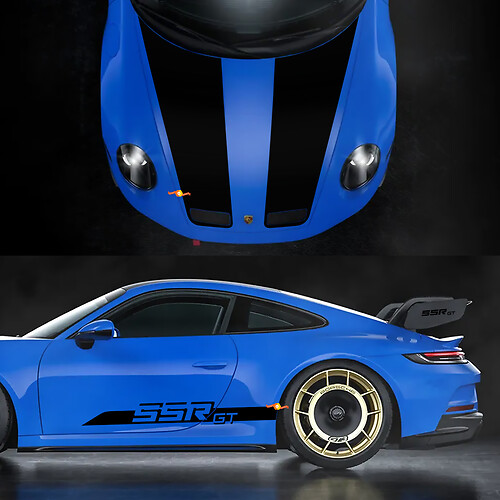 Porsche SSR GT Carrera Stripes - Autocollant côté et capot

