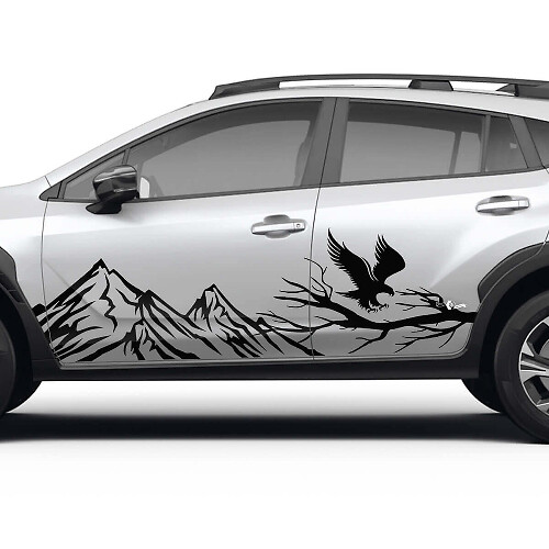 Autocollant vinyle graphique pour portes latérales Mountains Branch Eagle pour Subaru Crosstrek