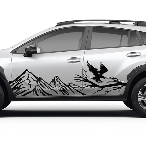 Portes latérales Mountains de paysage d'aigle en vinyle autocollante - Graphic Sticker Universal Fit Suba
