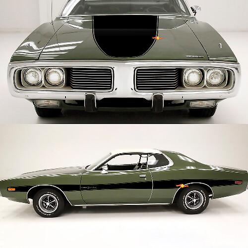 Kit de décalcomanies en vinyle pour capot et bandes latérales Accent pour Dodge Charger 1973-74