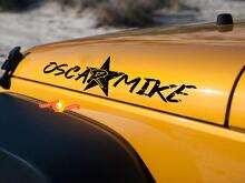 Paire d'autocollants vinyle latéraux Star usé Oscar Mike pour capot Jeep Wrangler_2