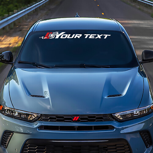 Autocollant Vinyle Bannière Pare-brise avec Logo Hornet et Texte Personnalisé pour Dodge Hornet_1